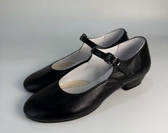 Handmade Leather Mary Jane Dance Shoes: Ballroom, Swing, Salsa (2cm Heel)