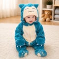Blue Chubby Monster Baby Kigurumi Onesie Cute Anime Character Romper Toddler Cosplay Pajama Infant Costume Gift Boys Girls