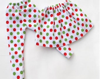 Elf Outfit || 12 inch Doll Clothes !! Doll Pants || Doll Skirt || Doll || Christmas Elf  Pants || Elf Shirt || Sweatshirt || Elf Clothes ||