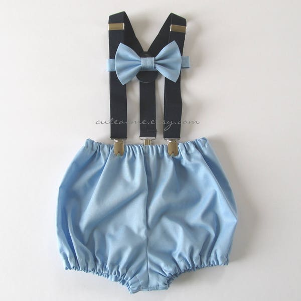 Navy Beige Cake Smash Boy First Birthday super soft cotton Diaper Cover, Suspenders, all navy blue color , Birthday Photoshoot