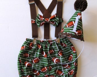 Football Cake Smash | Football First Birthday | Sports Cake Smash | Football Diaper Cover | Sports Diaper Cover | Bloomers | Bow Tie