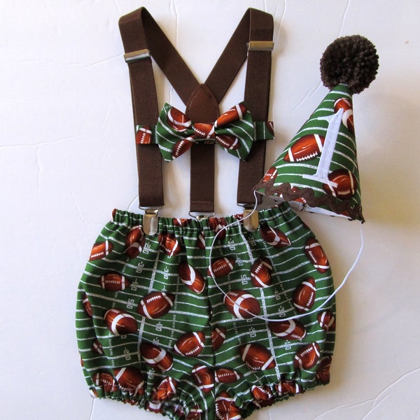 Football Cake Smash | Football First Birthday | Sports Cake Smash | Football Diaper Cover | Sports Diaper Cover | Bloomers | Bow Tie