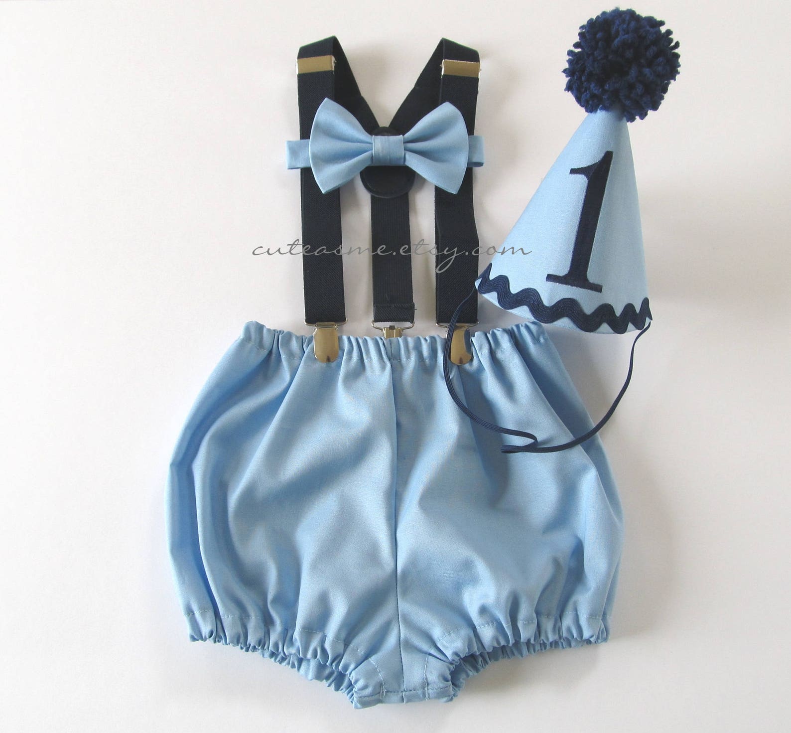 Smash Cake Outfit Boy Birthday Baby Blue and Navy Outfit 1 2 Etsy