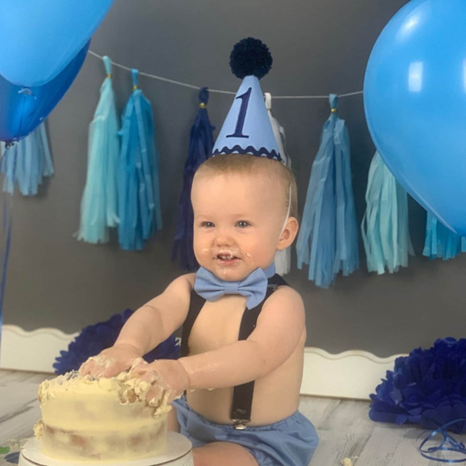 Smash Cake Outfit Boy Birthday Baby Blue and Navy Outfit 1 2 Etsy