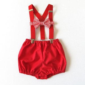 Cake Smash Outfit | First Birthday Outfit | Red First Birthday Outfit | Boy Diaper Cover Bow Tie Suspenders 1, 2, or 3 pc 1st Birthday