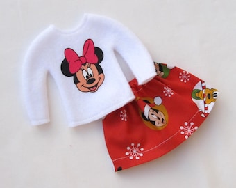 Elf Outfit || 12 inch Doll Clothes !! Mickey !! Doll Pants || Doll Skirt || Doll || Christmas Elf Pants || Elf Shirt || Elf Clothes|