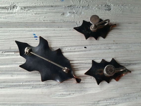 Mid Century Stuart Nye Solid Copper Maple Leaf Br… - image 3