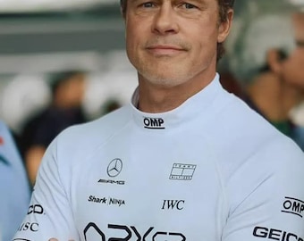 F1 Movie Racing Shirt Sonny Hayes Cosplay Costume | Brad Pitt APXGP Formula 1 White Undershirt Base Layer | Grand Prix Motorsport Tee