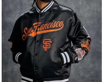 Black Varsity Jacket for Men, Satin Letterman Jacket, Embroidered Patch Baseball Jacket, Vintage Streetwear Bomber Coat, Unisex Outerwear