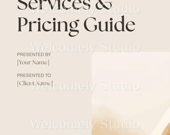 Modèle de guide des services et des tarifs, liste de prix Canva pour les entraîneurs et les prestataires de services, kit de bienvenue modifiable pour l'intégration du client, proposition