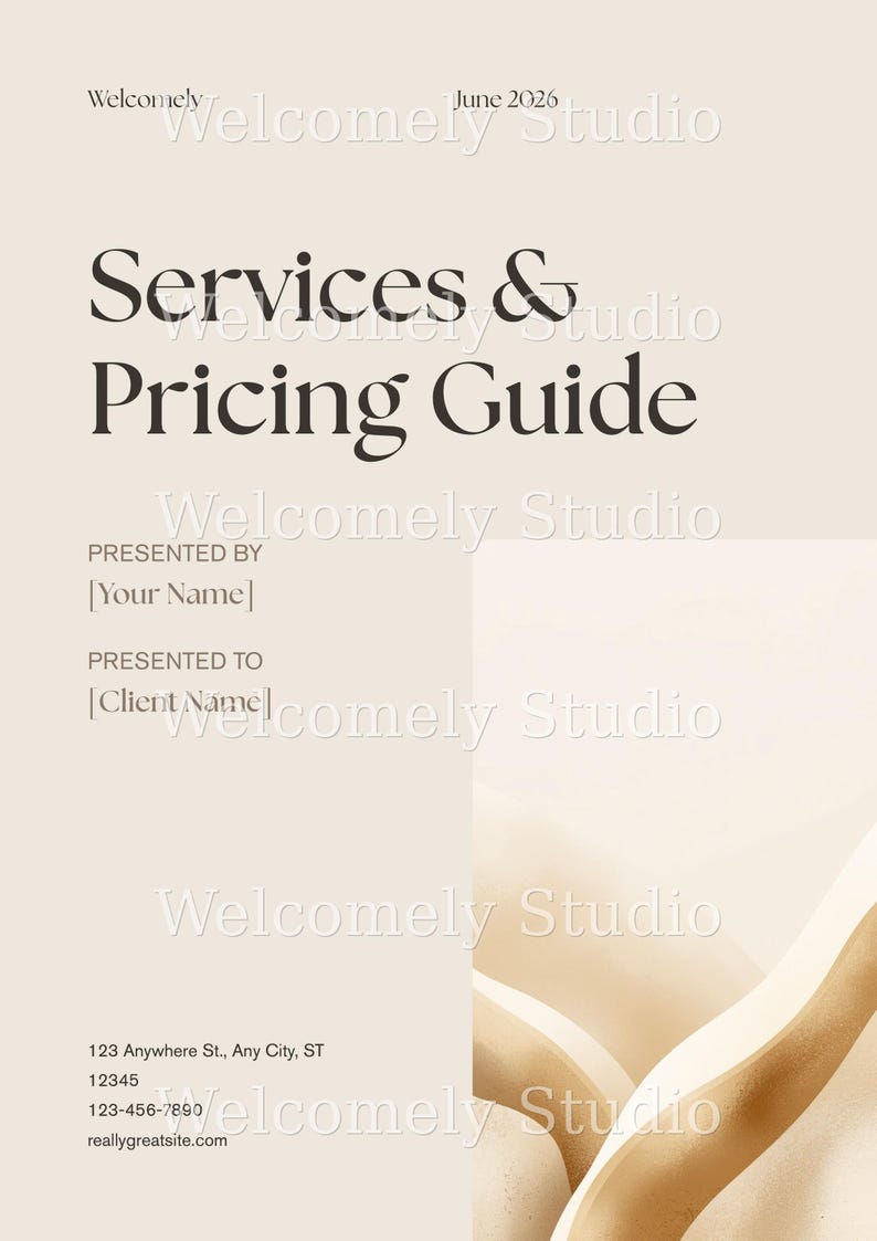 Services and Pricing Guide Template, Canva Price List for Coaches & Service Providers, Editable Client Onboarding Welcome Packet, Proposal image 1