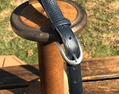 Women 39 s Tail Black Leather Belt with Alligator Print and Genuine Leather Lining Size S Made in the USA