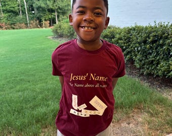 Jesus' Name Youth Tee | Christian Faith Typography, Scripture Shirt