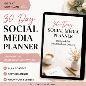 30-Day Social Media Planner | Canva Template | Content Calendar for Small Business | Editable Instagram & TikTok Planner
