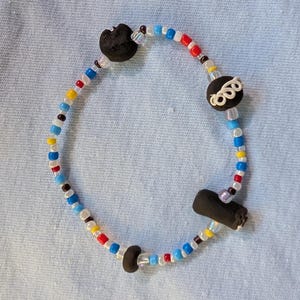 Snack Cake Beaded Handmade Stretch Bracelet With Cupcake, Swiss Roll, and Donut Handmade Polymer Clay Beads