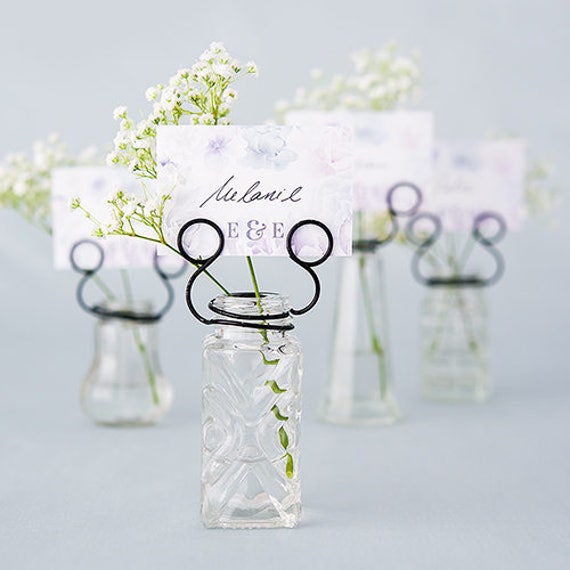 Place Card Holder Vases Pressed Glass Mini Vases Wedding Etsy