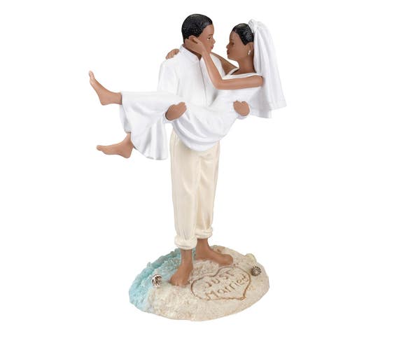 Beach Wedding Cake Figurine African American Bride And Groom Etsy