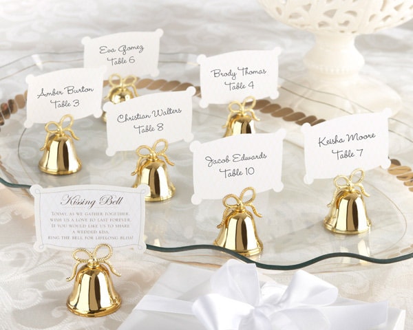Gold Bell Place Card Holders Favors Bell Wedding Favors Ring For
