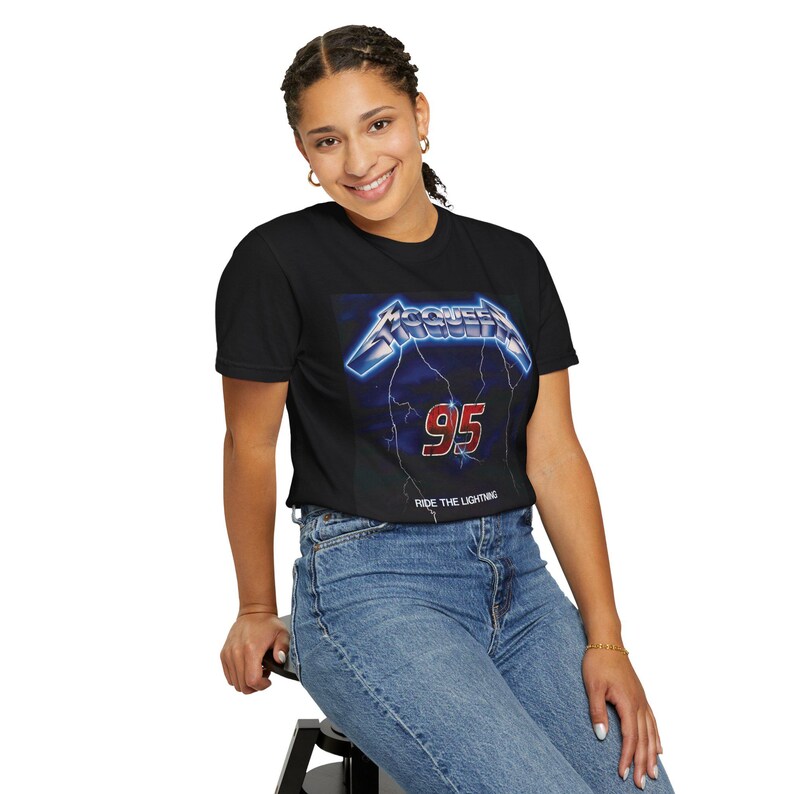 McQueen 95 Ride the Lightning Shirt | Disney Cars Metal Tee | Lightning McQueen Gift | Funny Disney Adult Shirt | Pixar Cars Fan Tee image 12