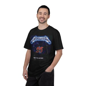 McQueen 95 Ride the Lightning Shirt | Disney Cars Metal Tee | Lightning McQueen Gift | Funny Disney Adult Shirt | Pixar Cars Fan Tee image 9
