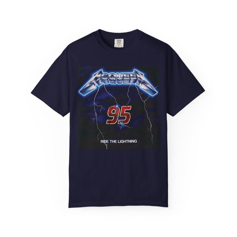 McQueen 95 Ride the Lightning Shirt | Disney Cars Metal Tee | Lightning McQueen Gift | Funny Disney Adult Shirt | Pixar Cars Fan Tee image 5