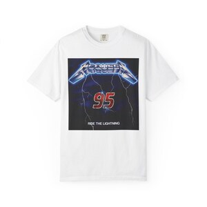 McQueen 95 Ride the Lightning Shirt | Disney Cars Metal Tee | Lightning McQueen Gift | Funny Disney Adult Shirt | Pixar Cars Fan Tee image 1