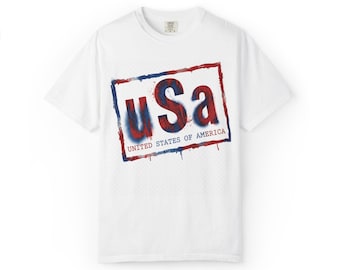 Camiseta con estampado de grafiti estadounidense / Camiseta de estilo urbano patriótico y llamativo / Ropa urbana con orgullo americano
