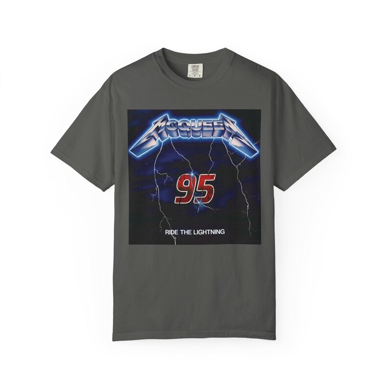 McQueen 95 Ride the Lightning Shirt | Disney Cars Metal Tee | Lightning McQueen Gift | Funny Disney Adult Shirt | Pixar Cars Fan Tee image 2