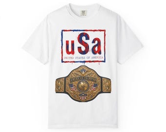 USA Championship Belt T-Shirt | American Pride Graphic Tee | Patriotic Wrestling Fan Shirt