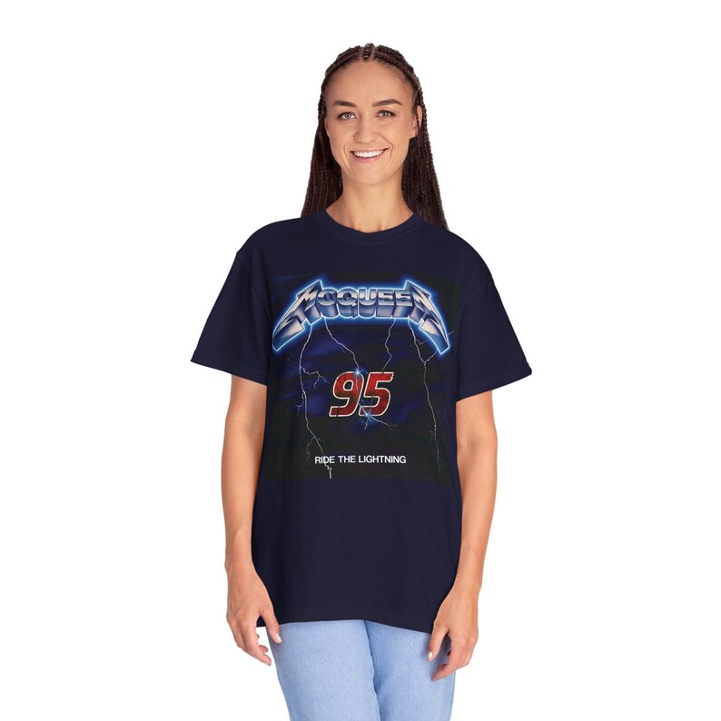 McQueen 95 Ride the Lightning Shirt | Disney Cars Metal Tee | Lightning McQueen Gift | Funny Disney Adult Shirt | Pixar Cars Fan Tee image 10