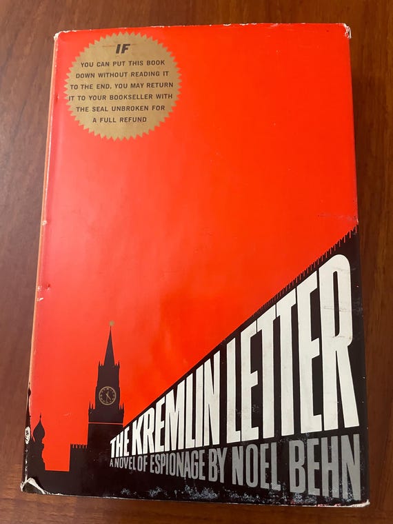 Vintage The Kremlin Letter by Noel Behn Hardcover Book | Cold War Spy Thriller | Espionage Novel with Dust Jacket
