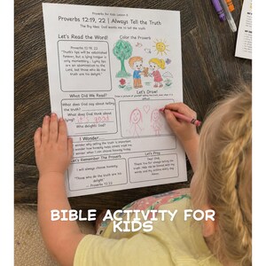 Bible Study Printable Proverbs Workbook Children Ages 4 8 Homeschool Curriculum Sunday School Lesson Activity Christian Kids Scripture