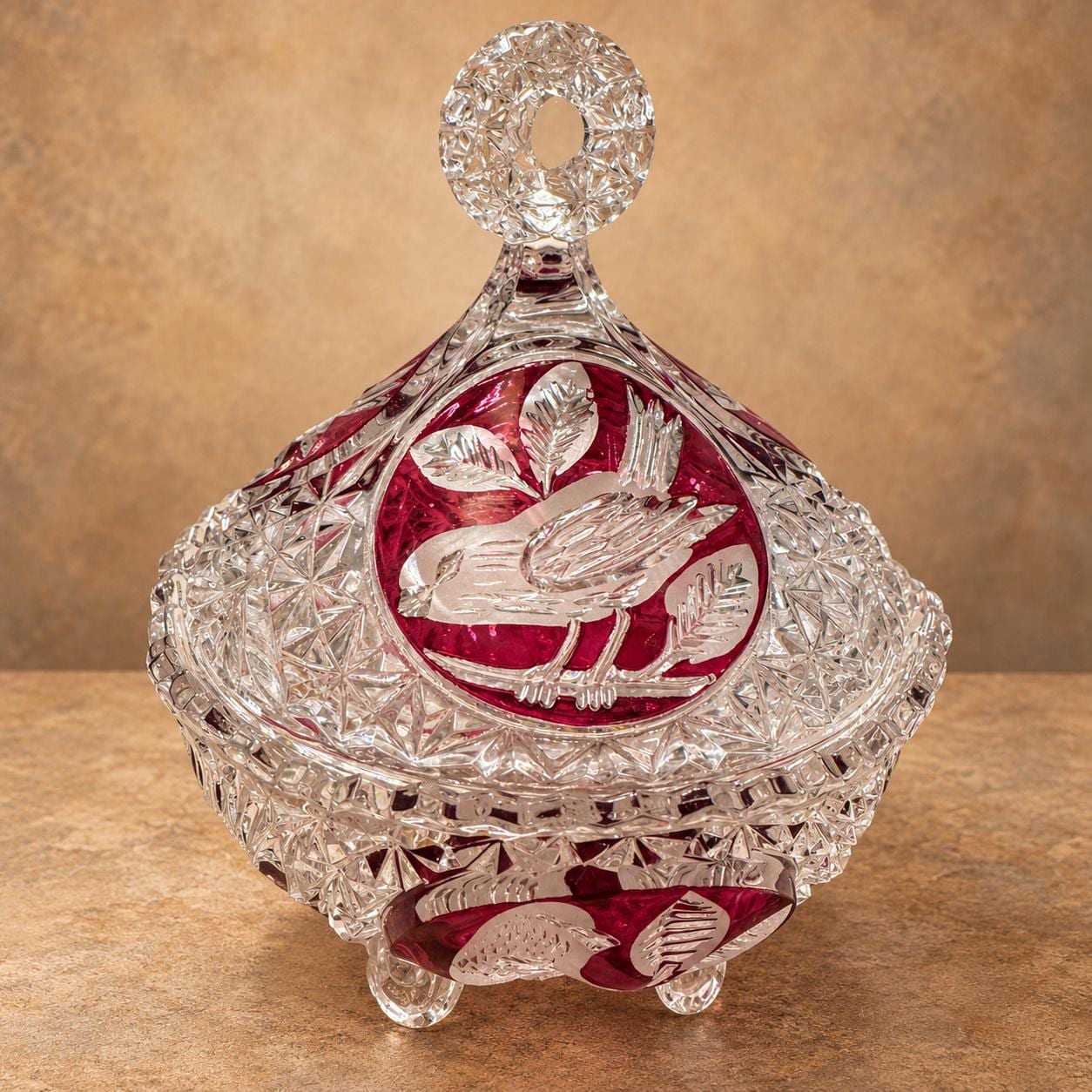 【西ドイツ製ヴィンテージ】HOFBAUER ルビークリスタル キャンディボックス Hofbauer Red Bird - Etsy