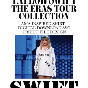 テイラー・スウィフト エラス ツアー衣装 - ボタンダウン AMAs パフォーマンス アルバム名シャツ Swiftie Cricut デザイン アイロン接着 SVG デジタルダウンロード