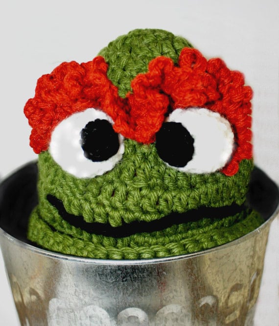 Sesame Street Beanie Crochet Elmo Hat Oscar the Grouch Etsy