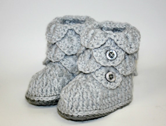 Gray Baby Girl Shoes Soft Sole Baby Shoes Gray Newborn Prop Crocodile Booties Crochet Booties Baby House Slippers