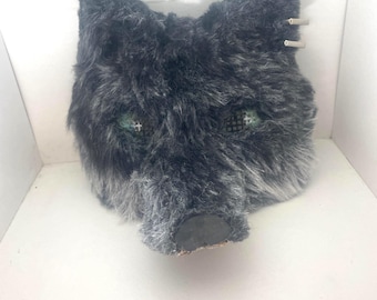 Black/Gray wolf or fox therian mask