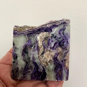 Russian Charoite Polished Slab | 114g | 2.5” Custom Cut Charoite Display Piece | One of a Kind Crystal | Sourced from Russia