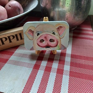 Hand-Painted Pig Mint Tin Art, Whimsical Portrait, Medicine Box (Recycled Metal)