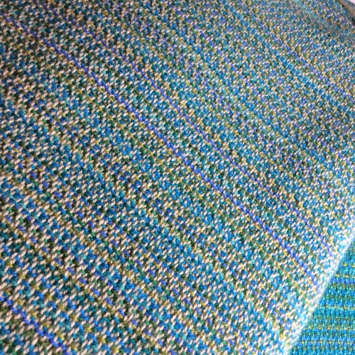 Cotton Towel handwoven OCEAN of JEWELS LITE blue green medium weight towel 100% natural cotton 20 shipping x 30 inches hand-hemmed