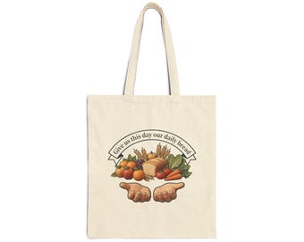 Give Us This Day Bread tote bag | Harvest bread and veggies design