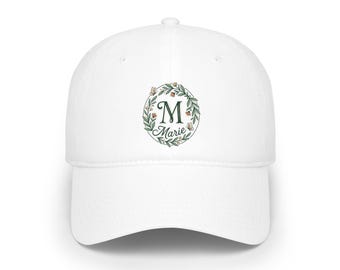 Floral Monogram M Cap baseball cap | Personalized Initial, Wreath