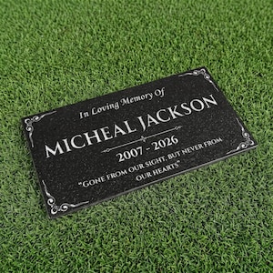 Lápide de granito personalizada | Placa memorial personalizada | Lápide para cemitério | Pedra comemorativa gravada | Opção de design em branco e cinza