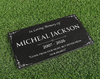 Lapide in granito personalizzata / Targa commemorativa personalizzata / Pietra tombale per cimitero / Pietra commemorativa incisa / Design con opzione bianco e grigio