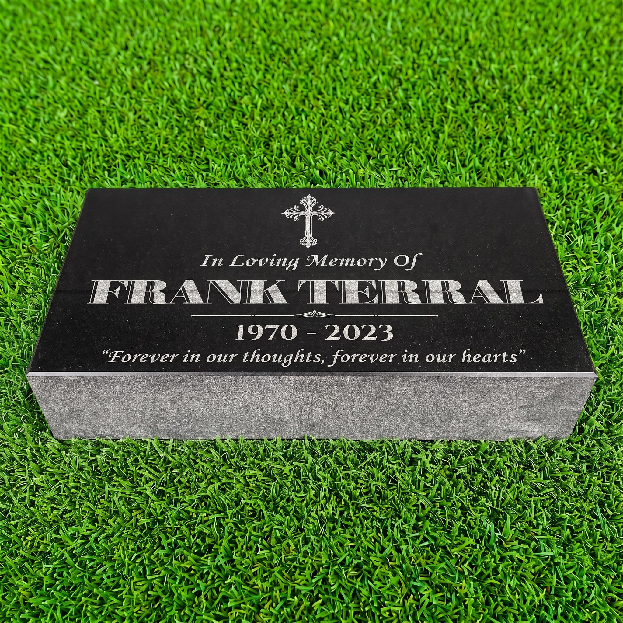 Personalized Granite Memorial Stone with Cross, Custom Engraved Grave Marker, Christian Sympathy Gift, Cemetery Headstone Plaque