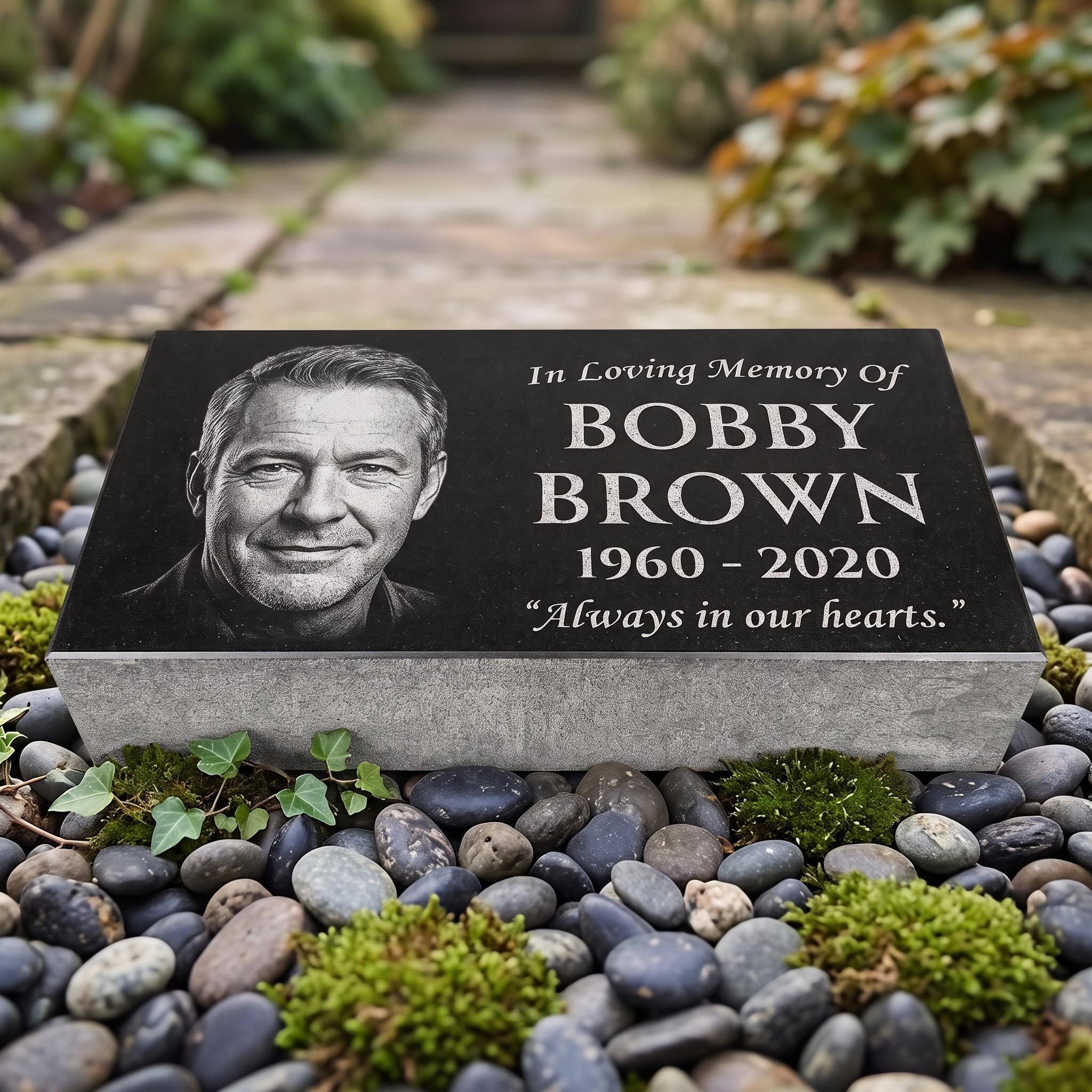 Custom Granite Grave Marker with Image, Personalized Memorial Plaque, Cemetery Headstone, Engraved Remembrance Stone, Picture Pet Memorial