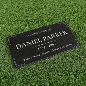 Lápide de granito personalizada | Placa memorial personalizada | Lápide para cemitério | Pedra comemorativa gravada | Opção de design em branco e cinza