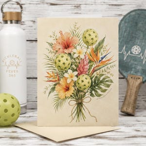 Wenskaarten met tropisch bloemenboeket | Pak van 8