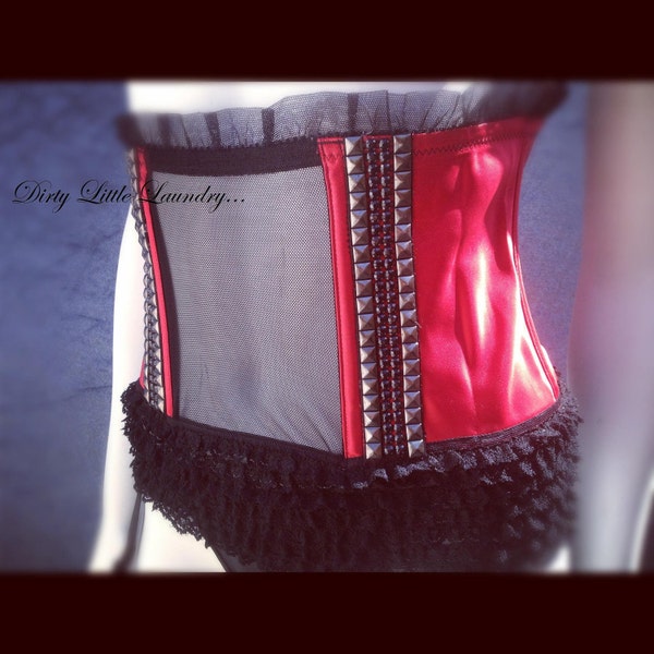 red satin bunderbust corset/waist cincher