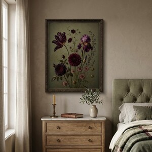 Moody Botanical Print, Vintage Dark Academia Floral Art (Digital Download) image 7